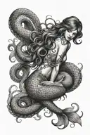 mermaid being seduced by octopus   tattoo design idea