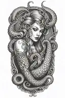 octopus wrapped around mermaid sexy  tattoo design idea