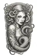 octopus wrapped around mermaid sexy  tattoo design idea