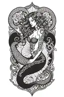 mermaid embraced by octopus tentacles  tattoo design idea