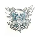 men chest skull wings roses tattoo design idea