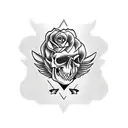 men chest skull wings roses tattoo design idea