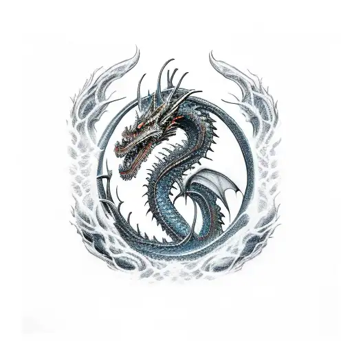 dragons of ice and fire figthing tattoo design idea