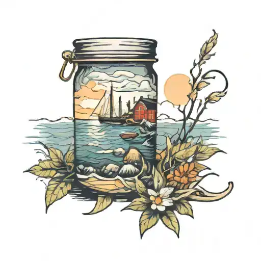 Canning, Nova scotia + ocean scene tattoo design idea