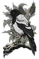 magpie perched tattoo design idea