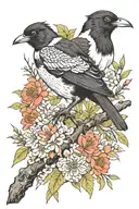 australian magpie perched tattoo design idea