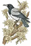 australian magpie perched tattoo design idea