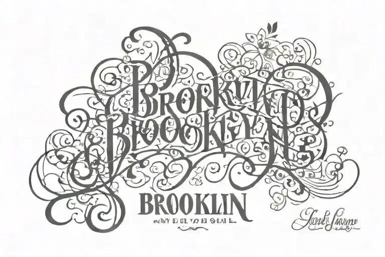 calligraphie " Brooklyn my Pipou , my soul always design around a Candy  tattoo design idea