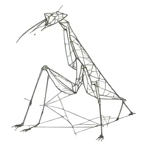 geometric praying mantis tattoo design idea
