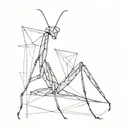 geometric praying mantis tattoo design idea