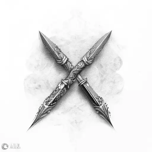 dagger with Roman numerals  tattoo design idea