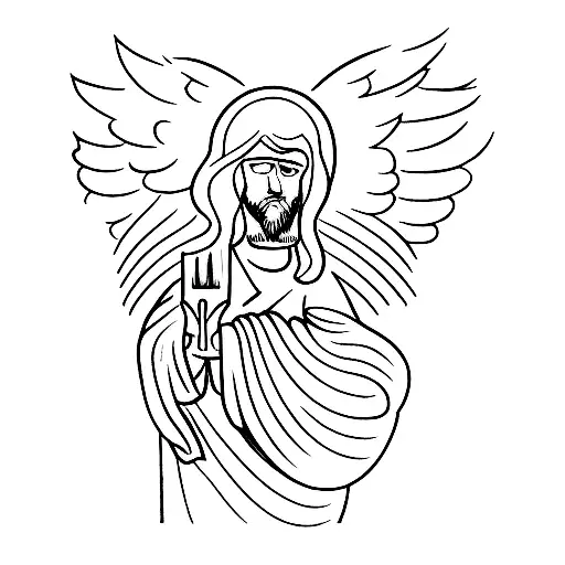 Jesus, angel, bird, falling  tattoo design idea