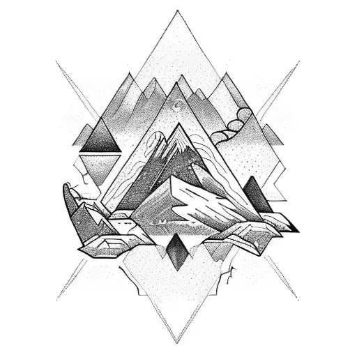 mountains, forest, space, mystical connection, demons tattoo design idea