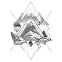 mountains, forest, space, mystical connection, demons tattoo design idea