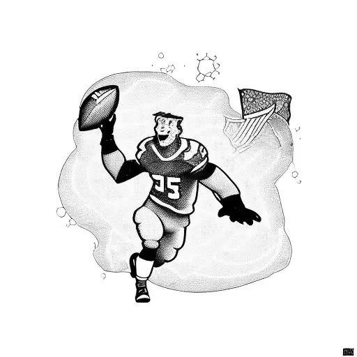 A blackwork tattoo of a football field with Scooby-Doo running across it tattoo design idea