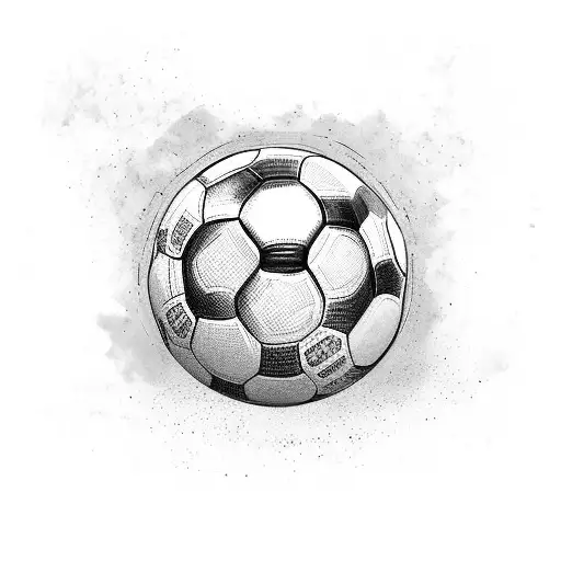 A soccer ball morphing into Scooby-Doo's face with a black-grey style tattoo design idea