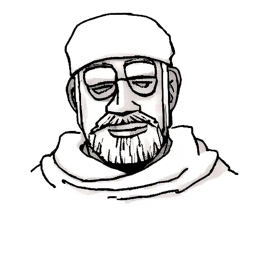 Black and white old man winter tattoo design idea