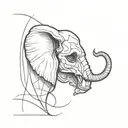 elephant head half skull half face   tattoo design idea