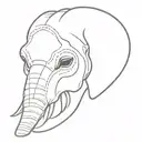 elephant head half skull half face   tattoo design idea