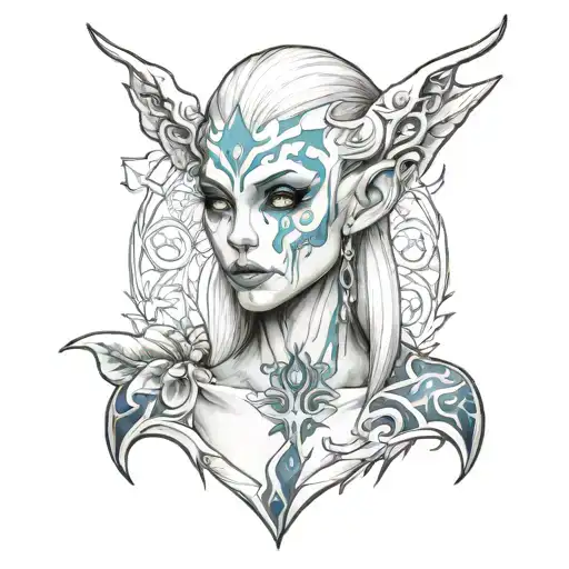 ice elf holding tattoo design idea