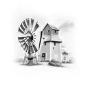 long windmill tower tattoo design idea