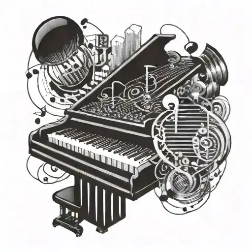 musical keyboard instruments tattoo design idea