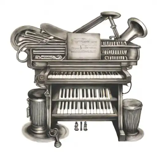 musical keyboard instruments tattoo design idea