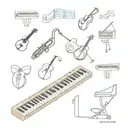 musical keyboard instruments tattoo design idea