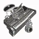 musical keyboard instruments tattoo design idea