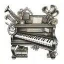 musical keyboard instruments tattoo design idea