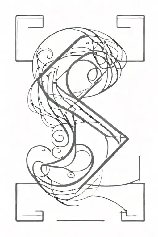 logo around the letter s including the letters e, c, j and p. only black ink tattoo design idea