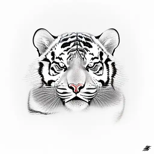 a portective daddy tiger with her cub tattoo design idea