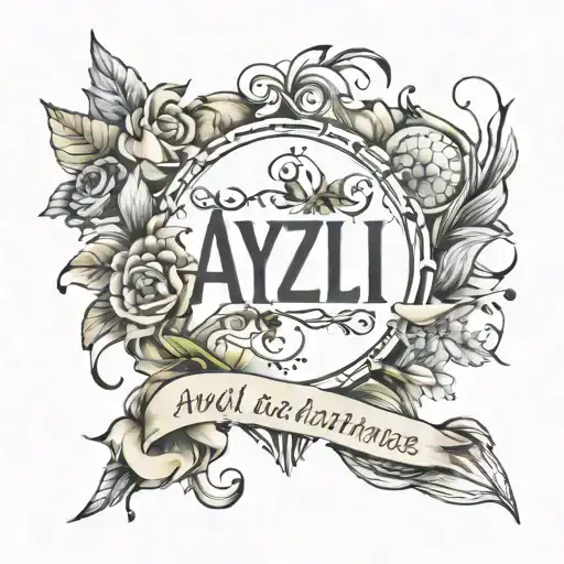 Create a tattoo template with coordinates and the name "Ayliz" tattoo design idea