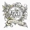Create a tattoo template with coordinates and the name "Ayliz" tattoo design idea