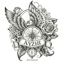 Create a tattoo template with coordinates and the name "Ayliz" tattoo design idea