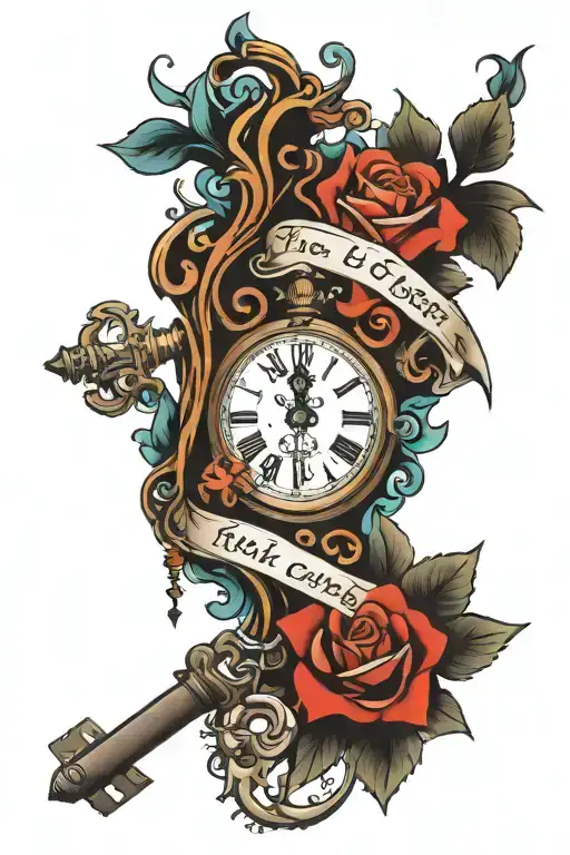 Needs to have the quote "Take the risk or lose the chance."  And include A key to symbolize unlocking opportunities, and tattoo design idea