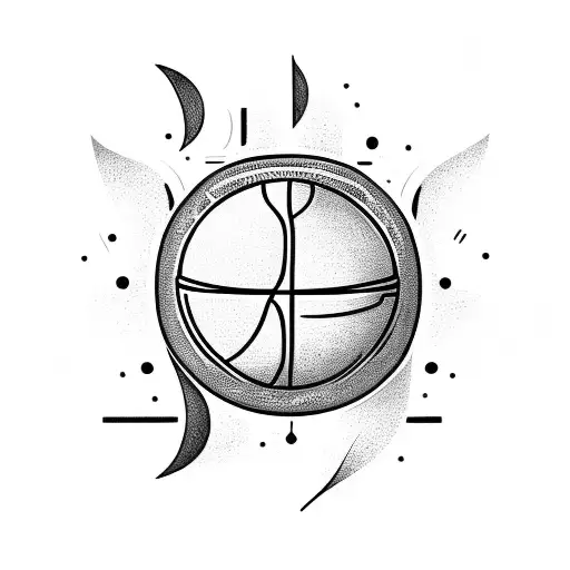 A basketball player shooting hoops with a native American art-inspired background tattoo design idea