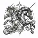 A modern design featuring the symbols of Leo, Sagittarius, and Gemini in a sleek and stylish way on the triceps tattoo design idea