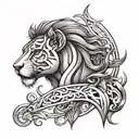 A modern design featuring the symbols of Leo, Sagittarius, and Gemini in a sleek and stylish way on the triceps tattoo design idea