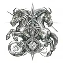 A modern design featuring the symbols of Leo, Sagittarius, and Gemini in a sleek and stylish way on the triceps tattoo design idea