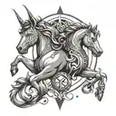 A modern design featuring the symbols of Leo, Sagittarius, and Gemini in a sleek and stylish way on the triceps tattoo design idea