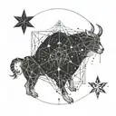 A constellation design incorporating the zodiac signs of Gemini, Leo, and Sagittarius in a minimalist geometric style tattoo design idea