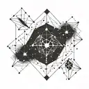 A constellation design incorporating the zodiac signs of Gemini, Leo, and Sagittarius in a minimalist geometric style tattoo design idea