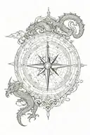 pattern map compass dragon tattoo design idea