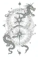 pattern map compass dragon tattoo design idea