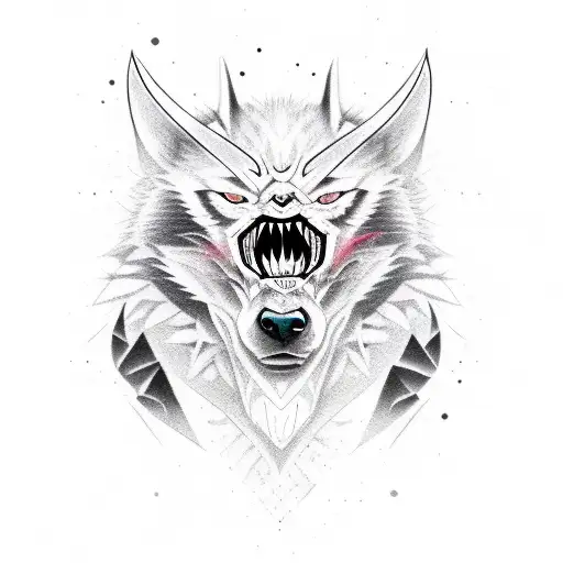 demon wolf tattoo design idea