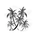 three palm trees with wave underneath  tattoo design idea