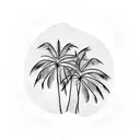 three palm trees with wave underneath  tattoo design idea