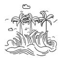 three palm trees with wave underneath  tattoo design idea