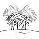 three palm trees with wave underneath  tattoo design idea